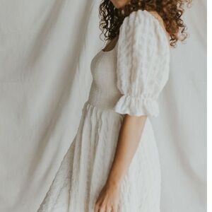 Ivory natural textured smocked dress Shop Henly family pictures M boutique